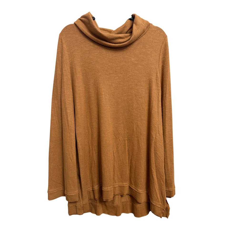 Workshop Republic Clothing Cognac Brown Cowl Neck Tunic Top XL Long Sleeve Shirt